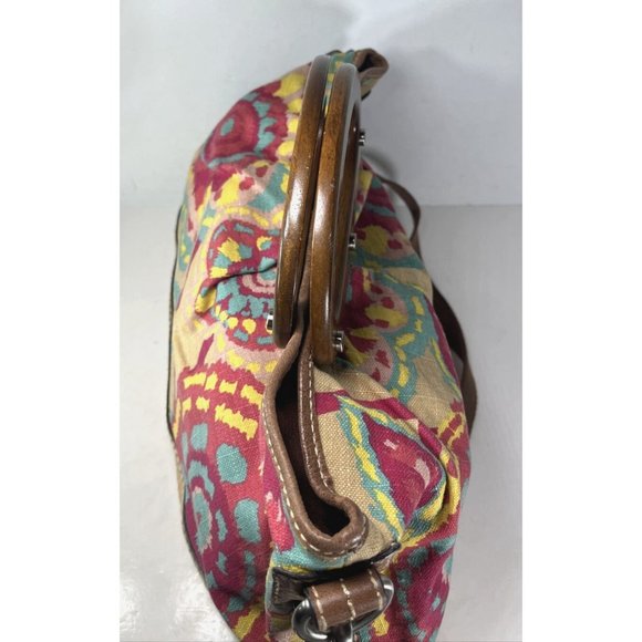 Fossil Fabric and Leather Geometric Floral Print Satchel Shoulder Bag - Picture 4 of 16